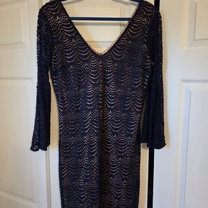 Elegant Navy Lace Dress